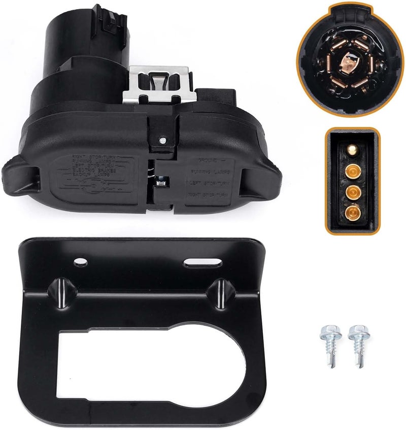 Atesilor 4/7 Pin Trailer Wiring Harness Connector with Mounting Bracket, 7 Way Blade and 4 Way Flat Towing Adapter Plug Compatible with Ford, GMC, Dodge Ram, Chevy Silverado - Image 1